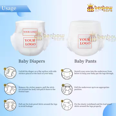 Disposable Baby Pant Diapers with A Grade Absorbency and Customizable Features