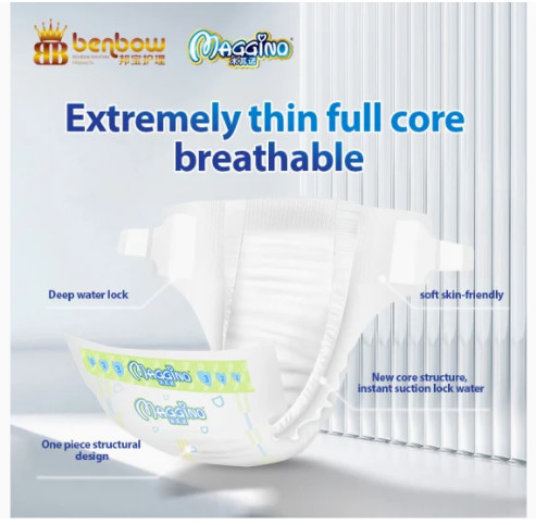 Extremely thin full core disposable baby diaper /pull up pants for Maggino